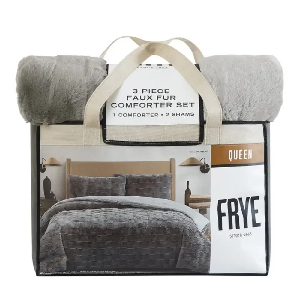 FRYE Faux Fur Comforter Set, 3-piece Set Queen Size
